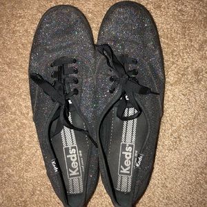 black sparkly keds